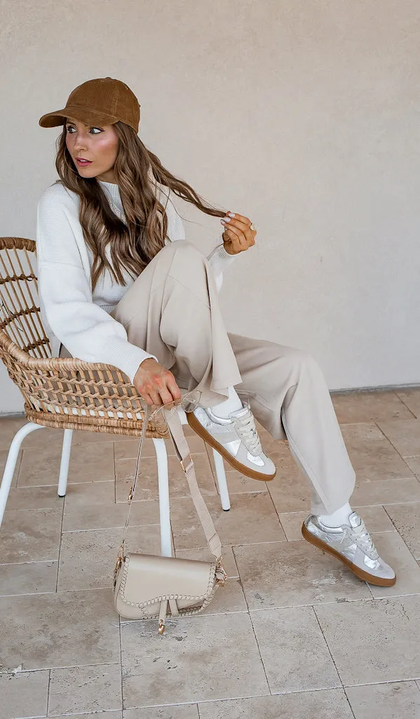 Maison Leather Suede Sneakers | Silver
