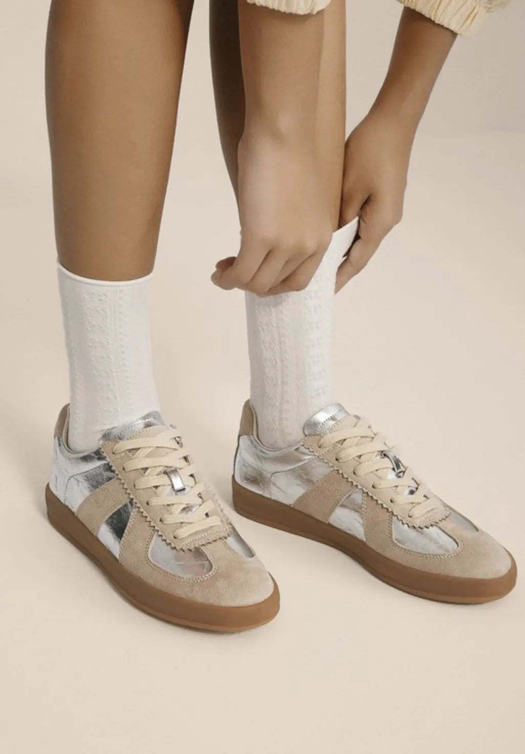 Maison Leather Suede Sneakers | Silver