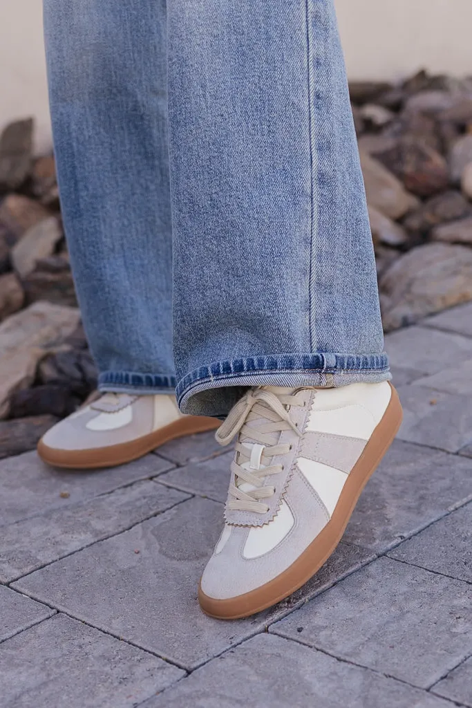 Maison Leather Suede Sneakers | White Grey