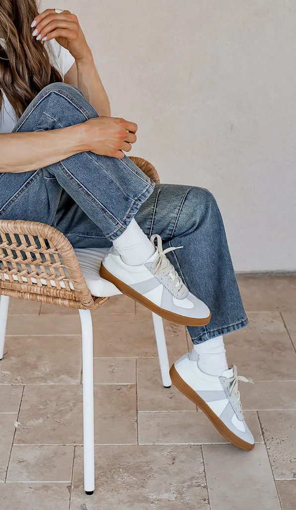 Maison Leather Suede Sneakers | White Grey