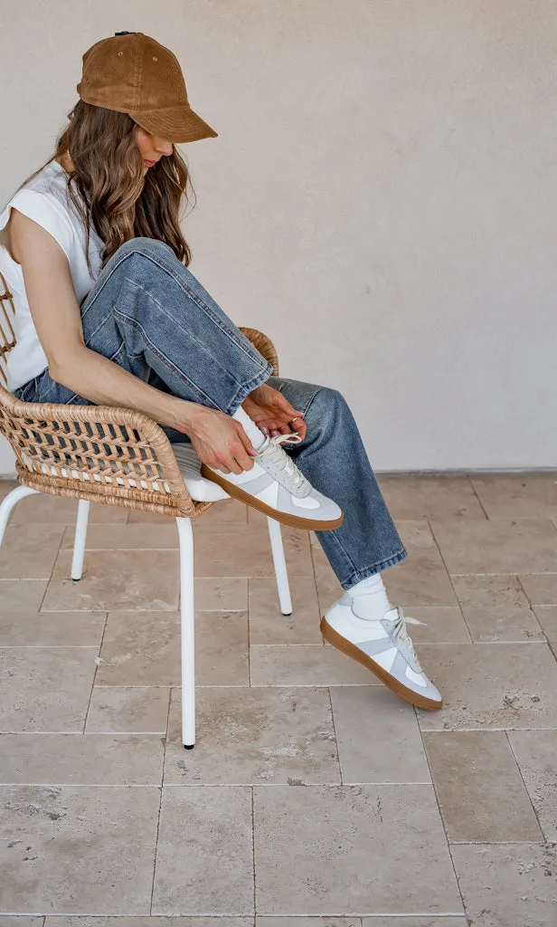 Maison Leather Suede Sneakers | White Grey