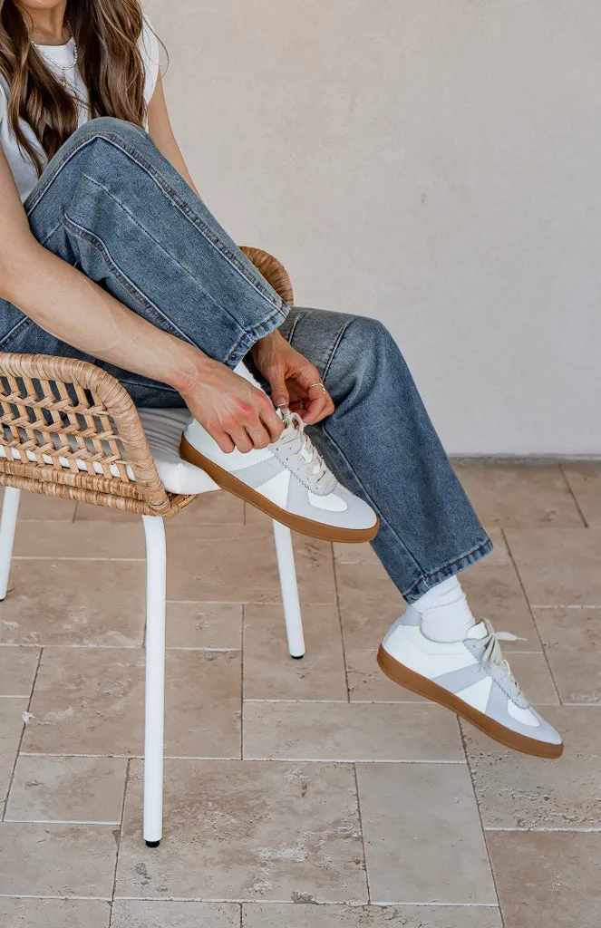 Maison Leather Suede Sneakers | White Grey