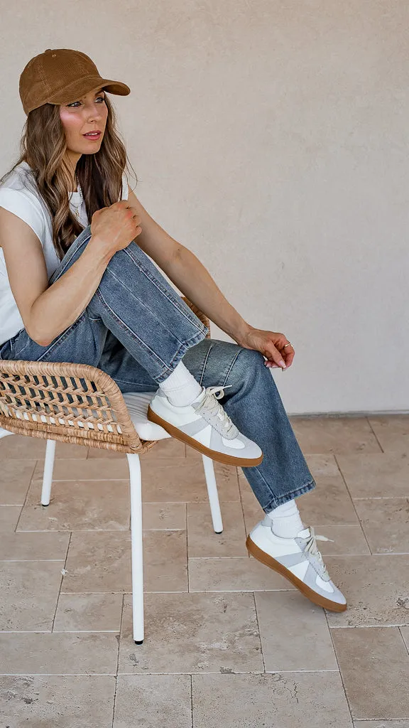 Maison Leather Suede Sneakers | White Grey
