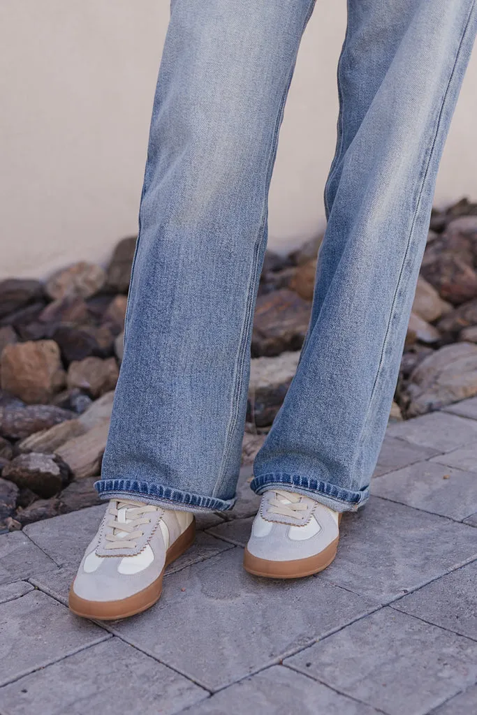 Maison Leather Suede Sneakers | White Grey