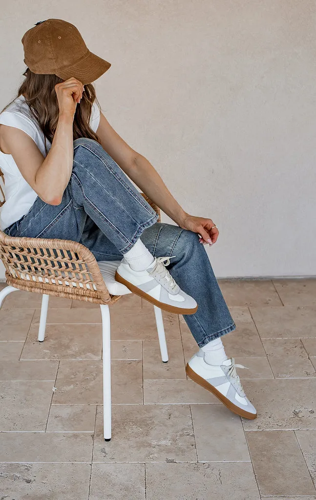 Maison Leather Suede Sneakers | White Grey