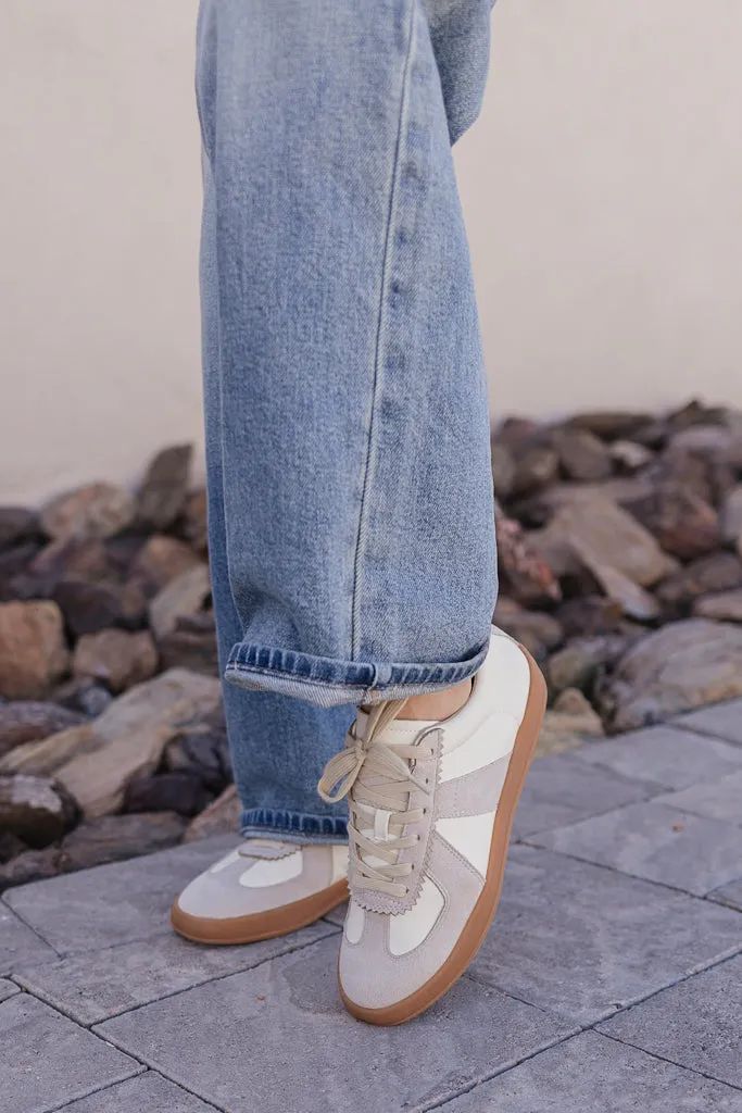 Maison Leather Suede Sneakers | White Grey