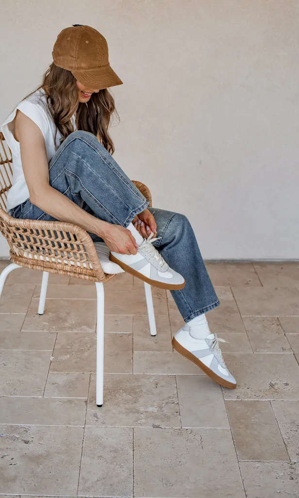Maison Leather Suede Sneakers | White Grey