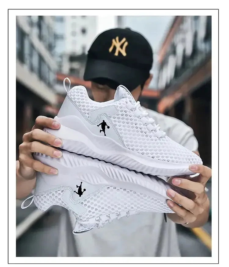 Men Breathable Mesh Sneakers High Quality White Fashion Gym Casual Shoes
