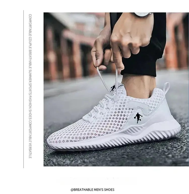 Men Breathable Mesh Sneakers High Quality White Fashion Gym Casual Shoes