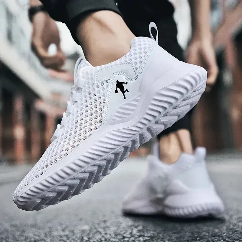 Men Breathable Mesh Sneakers High Quality White Fashion Gym Casual Shoes