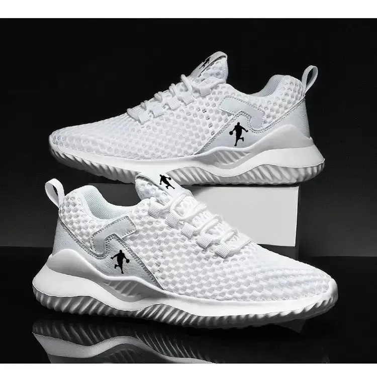 Men Breathable Mesh Sneakers High Quality White Fashion Gym Casual Shoes
