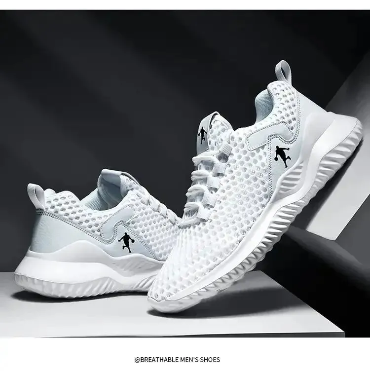 Men Breathable Mesh Sneakers High Quality White Fashion Gym Casual Shoes