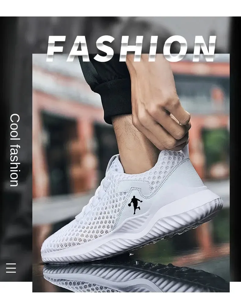 Men Breathable Mesh Sneakers High Quality White Fashion Gym Casual Shoes