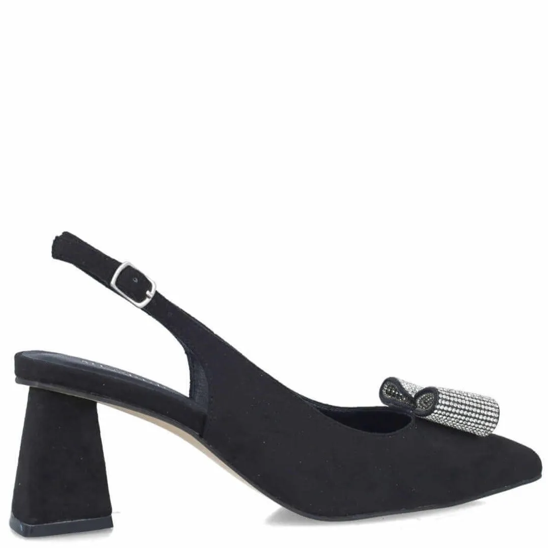 Menbur Black Sling Back Block Heels