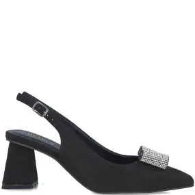 Menbur Black Sling Back Block Heels