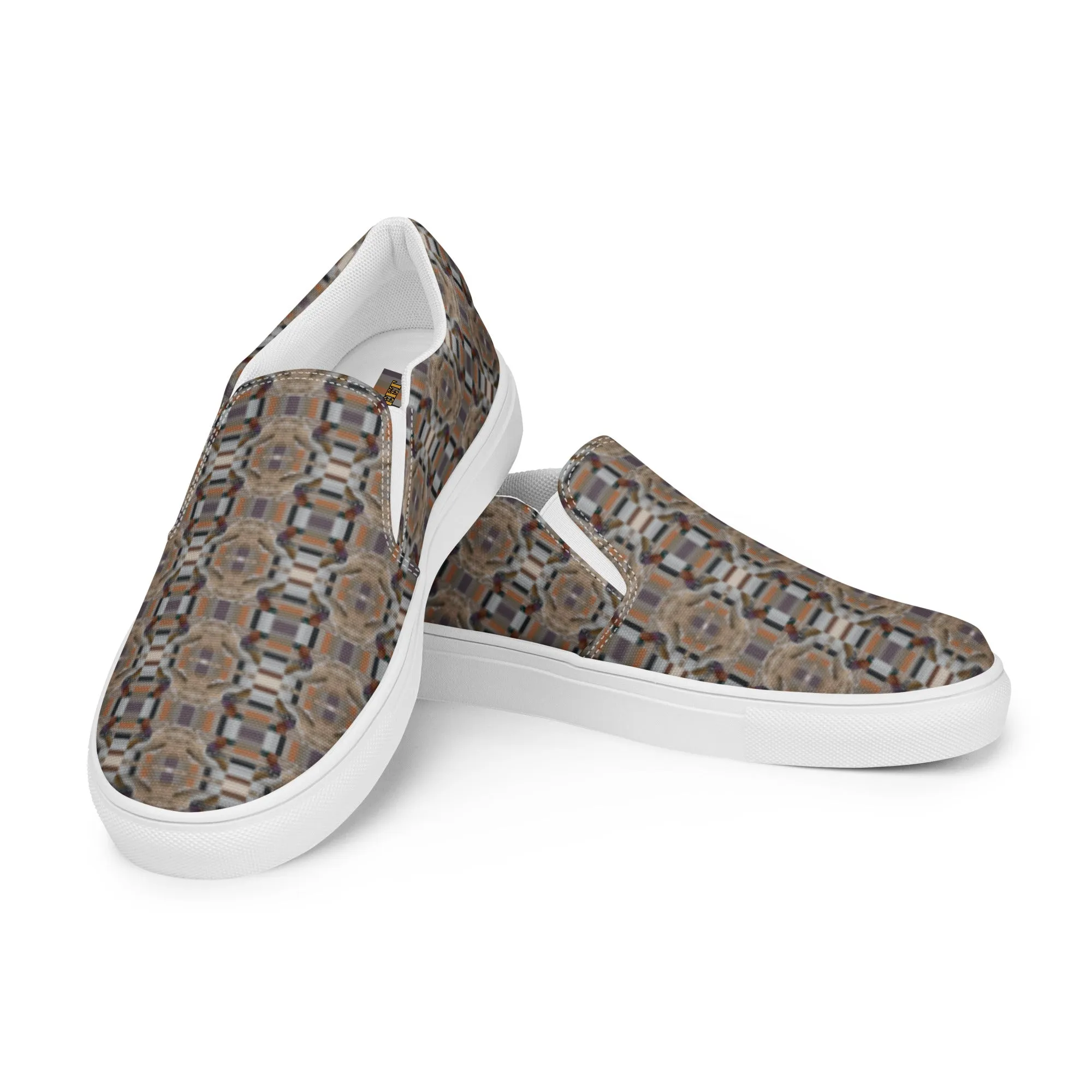 Men’s colorful slip-on canvas shoes - Mandarin Duck