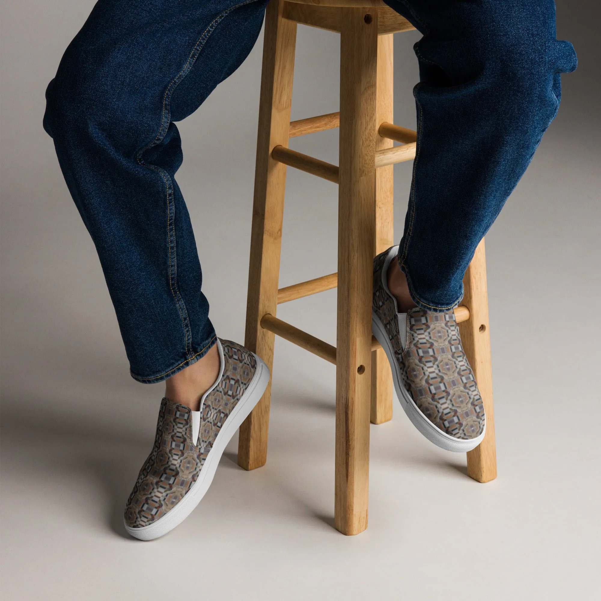 Men’s colorful slip-on canvas shoes - Mandarin Duck