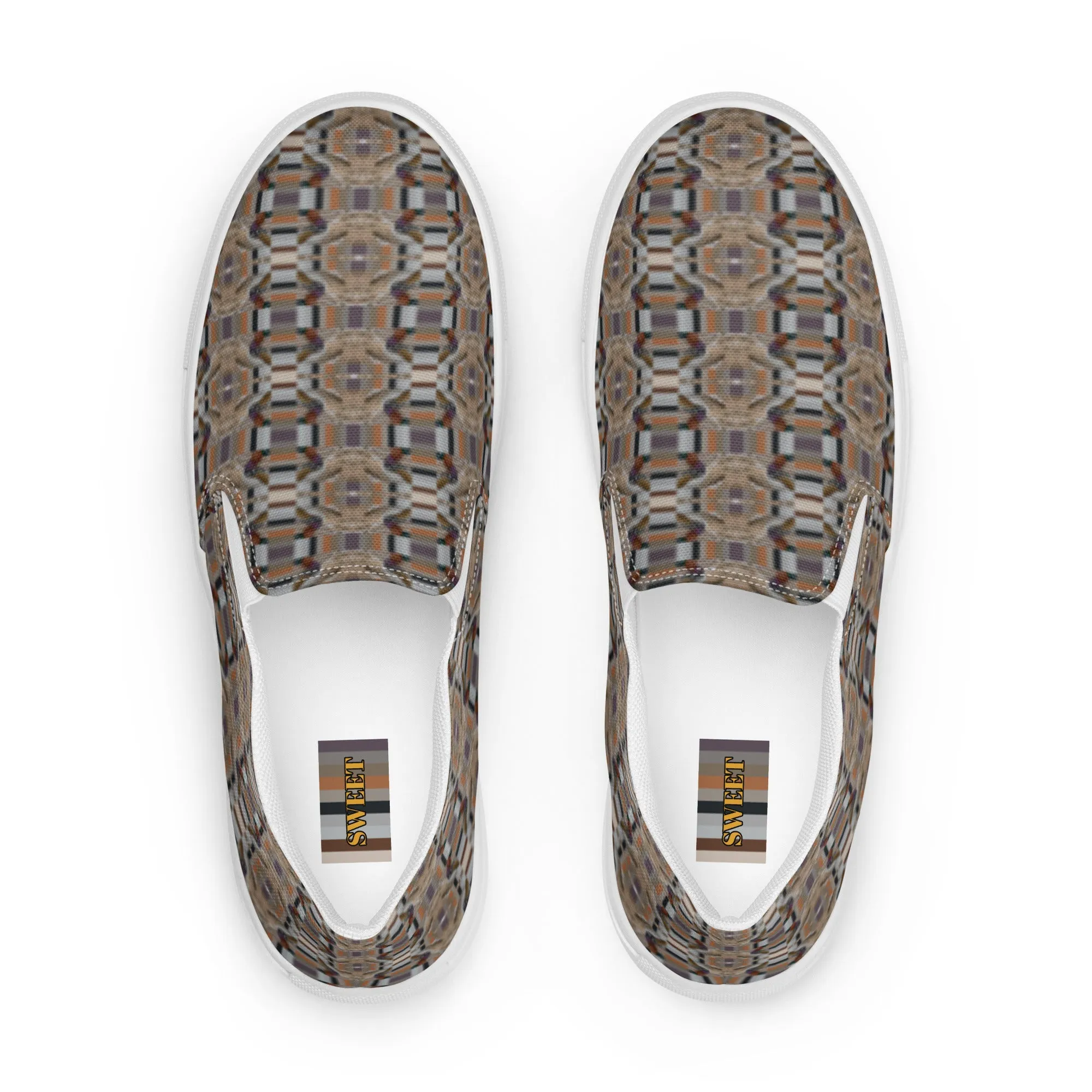 Men’s colorful slip-on canvas shoes - Mandarin Duck