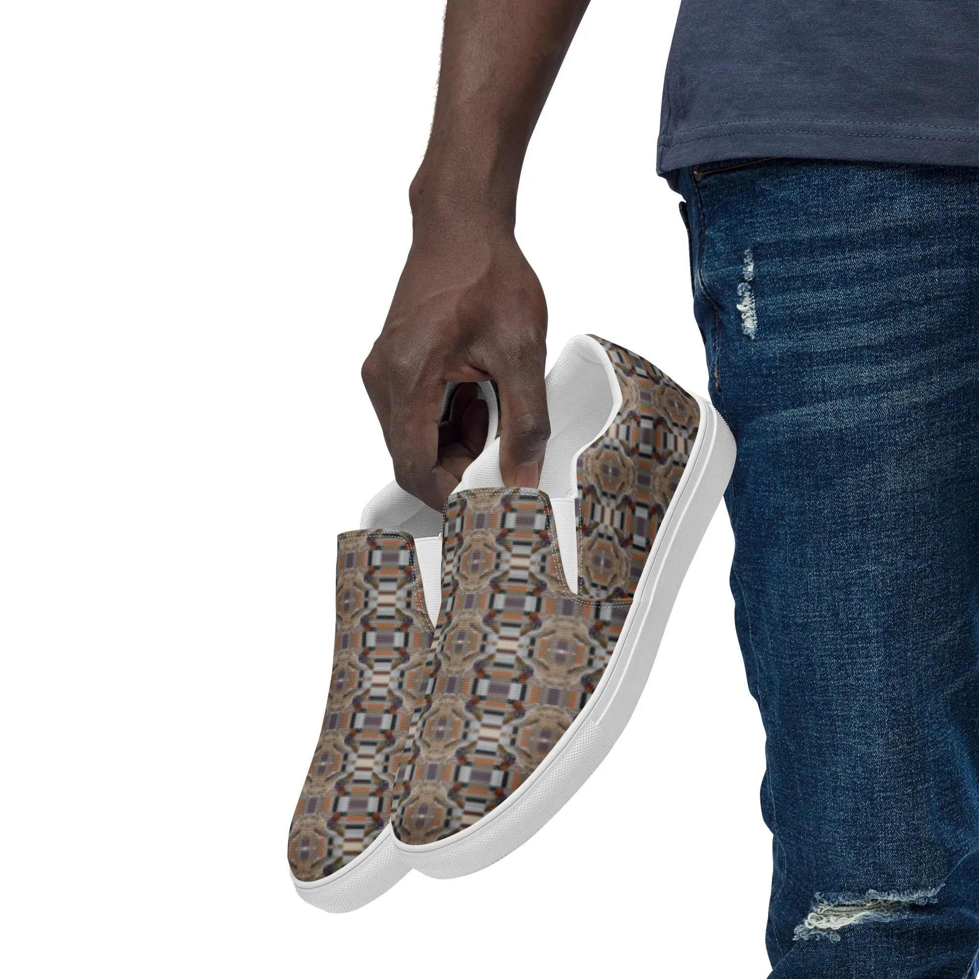 Men’s colorful slip-on canvas shoes - Mandarin Duck