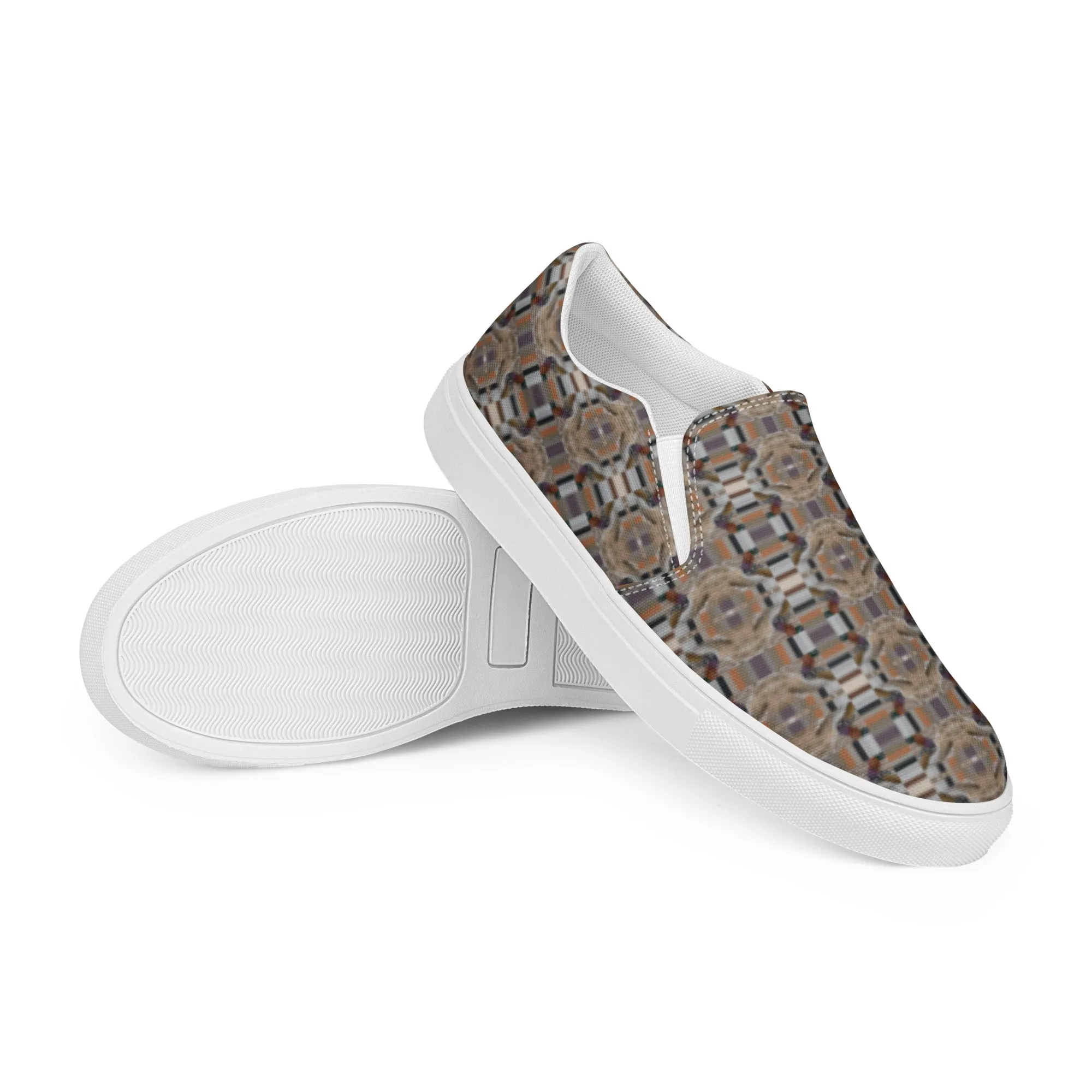 Men’s colorful slip-on canvas shoes - Mandarin Duck