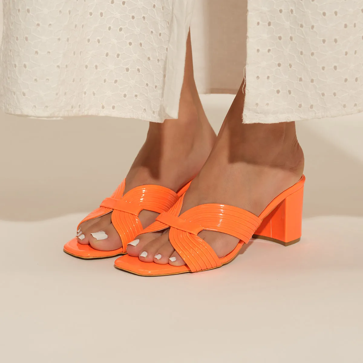 Mimosa Patent Block Heels