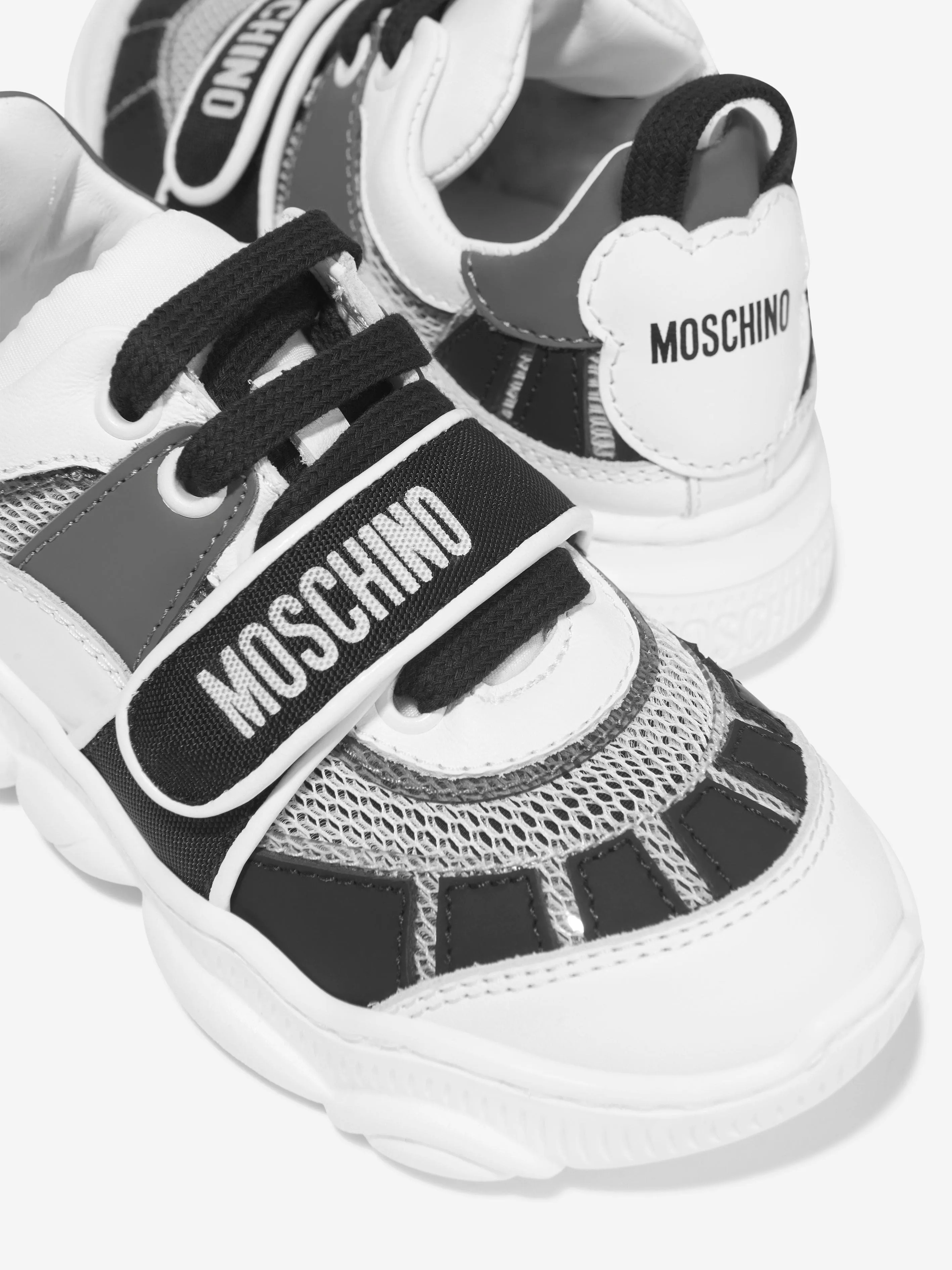 Moschino Kids Teddy Sole Lace And Strap Logo Trainers