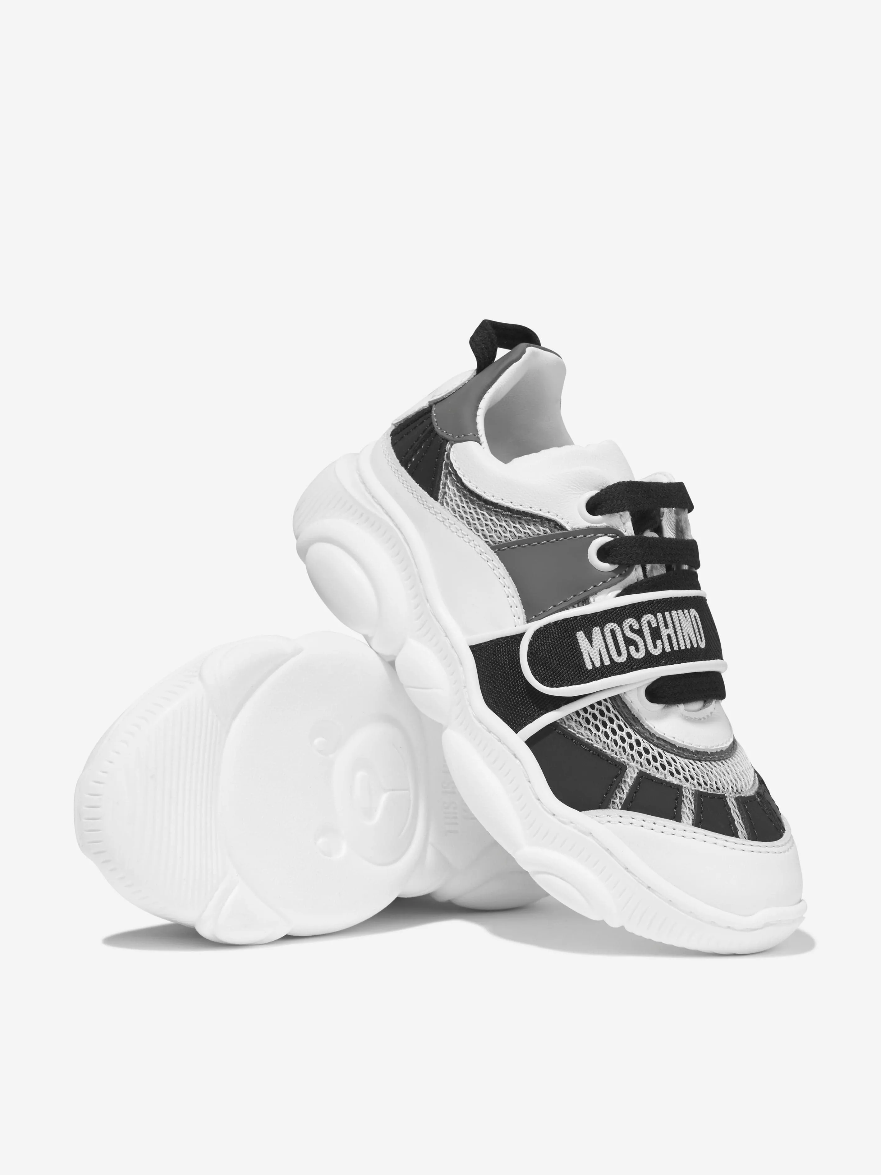 Moschino Kids Teddy Sole Lace And Strap Logo Trainers
