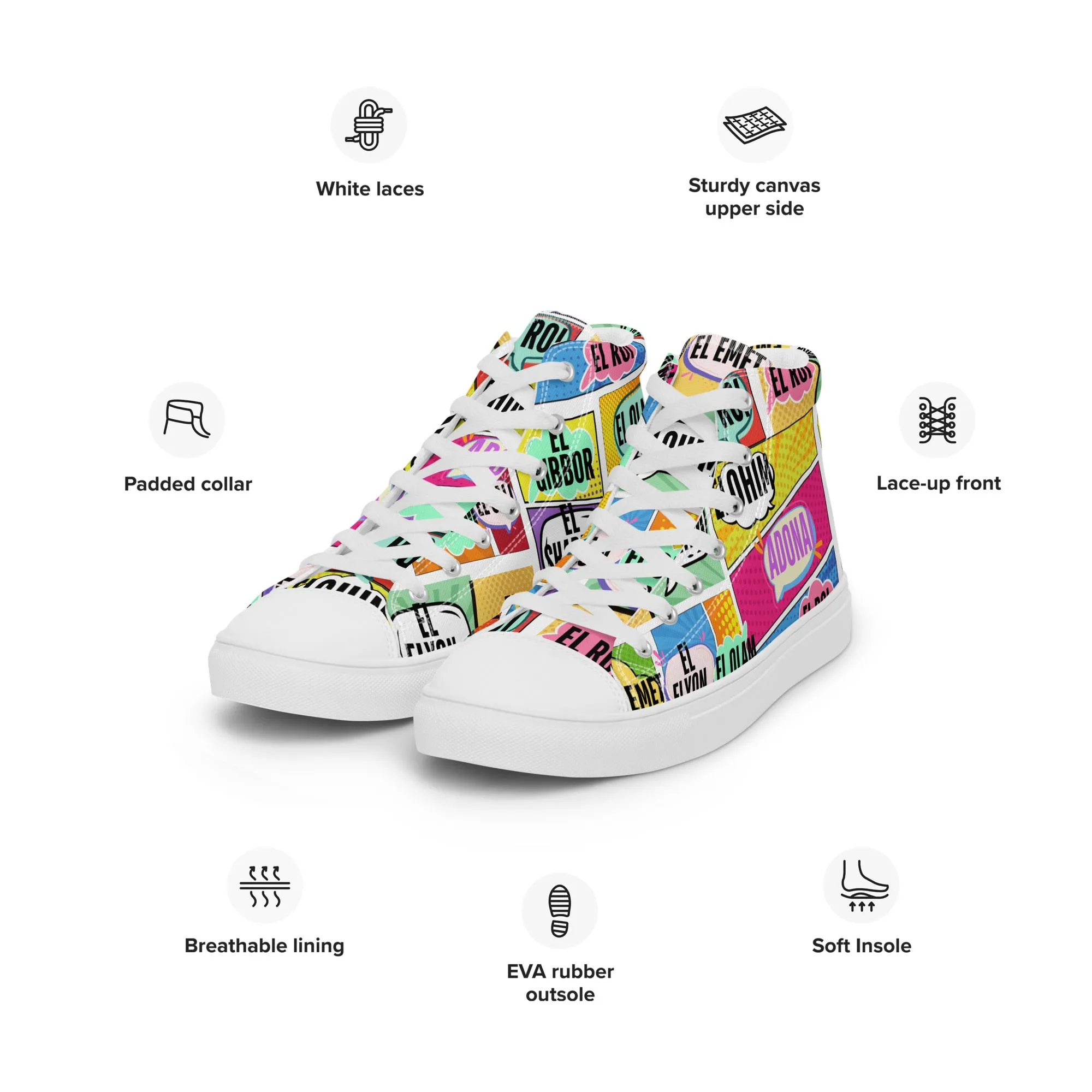 Names of Yahweh, Men’s High Top Canvas Shoes