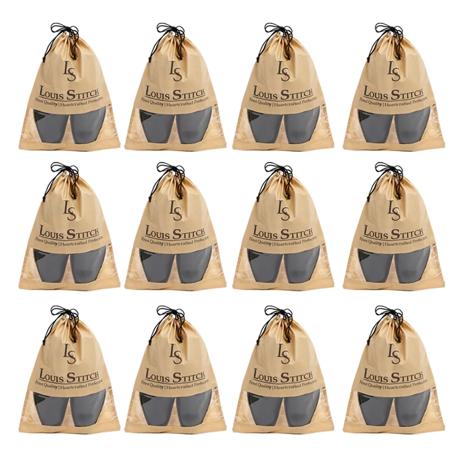 Non Woven Shoe Bag Pack Of  12 Beige See-Thru