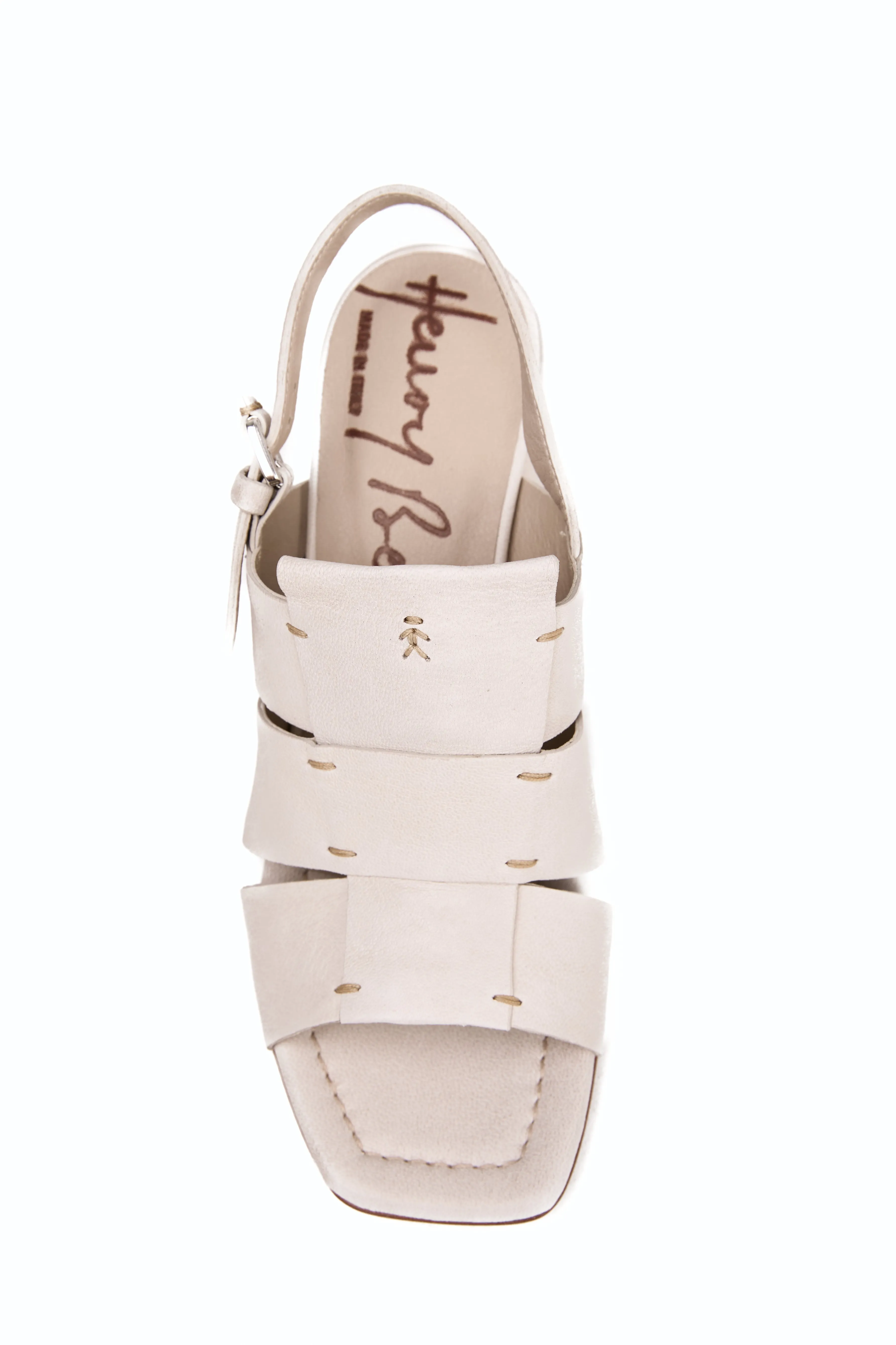Old Iron Leather Heel Sandal in Beige
