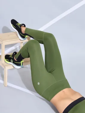 Olive Absolute Fit Tights with Back Pocket