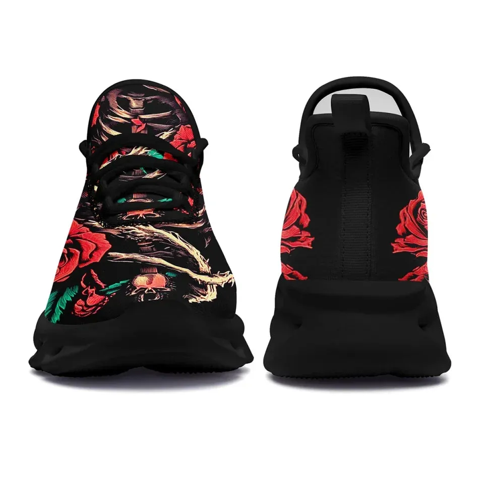 Personalized Gothic Fashion Sneakers, Custom Comfortable Skull Shoes, Lightweight Walking Shoes