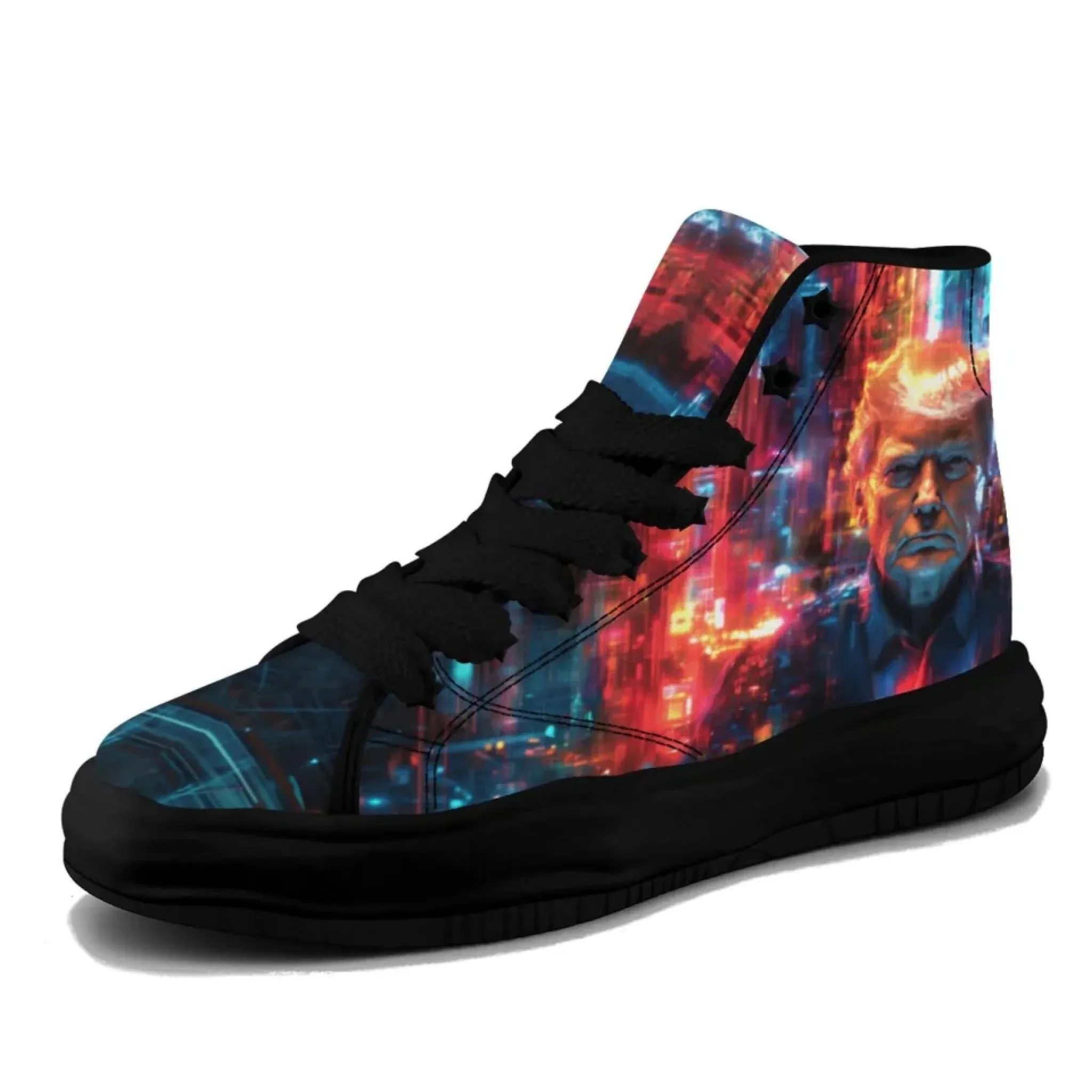 Personalized Trump Sneakers, Custom Patriotic Canvas  High Top Shoes, Bio-degradable Unisex Shoes