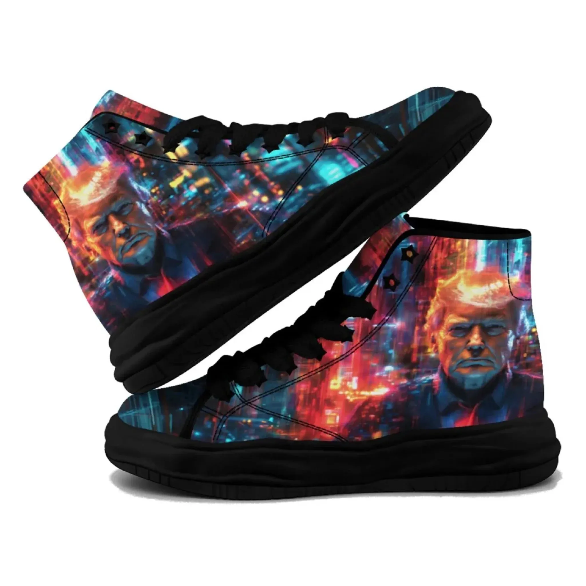 Personalized Trump Sneakers, Custom Patriotic Canvas  High Top Shoes, Bio-degradable Unisex Shoes