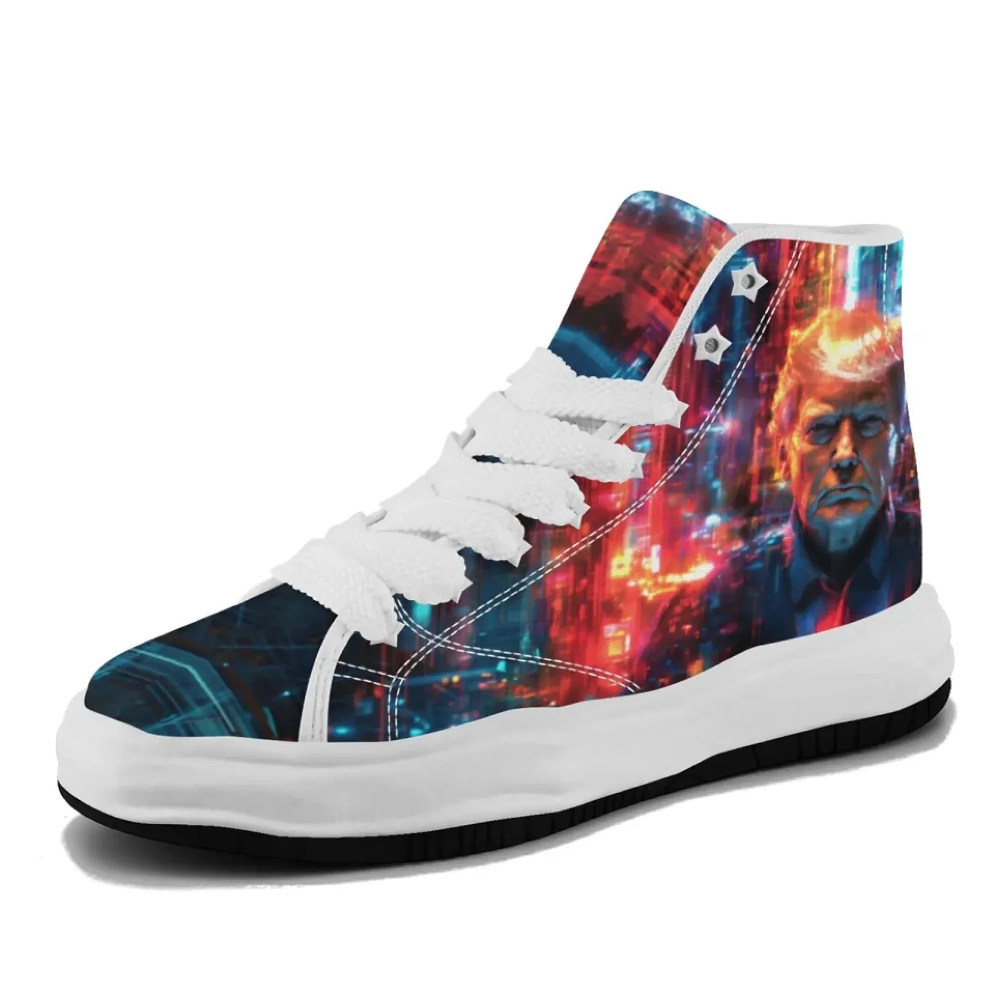 Personalized Trump Sneakers, Custom Patriotic Canvas  High Top Shoes, Bio-degradable Unisex Shoes