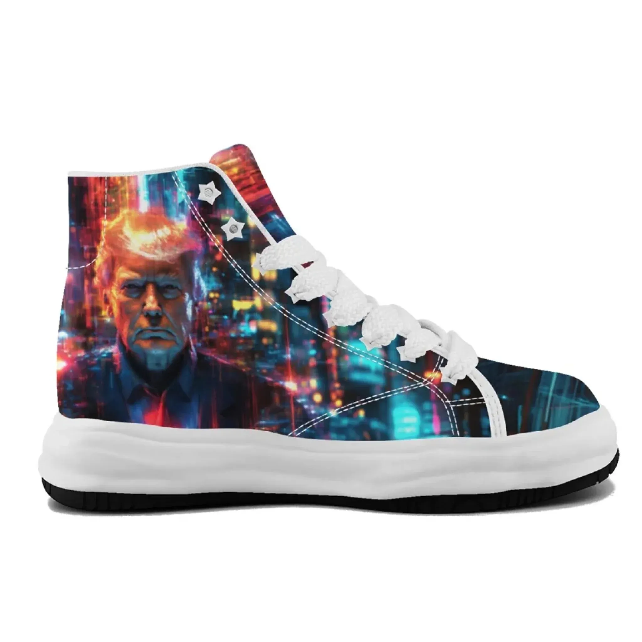 Personalized Trump Sneakers, Custom Patriotic Canvas  High Top Shoes, Bio-degradable Unisex Shoes