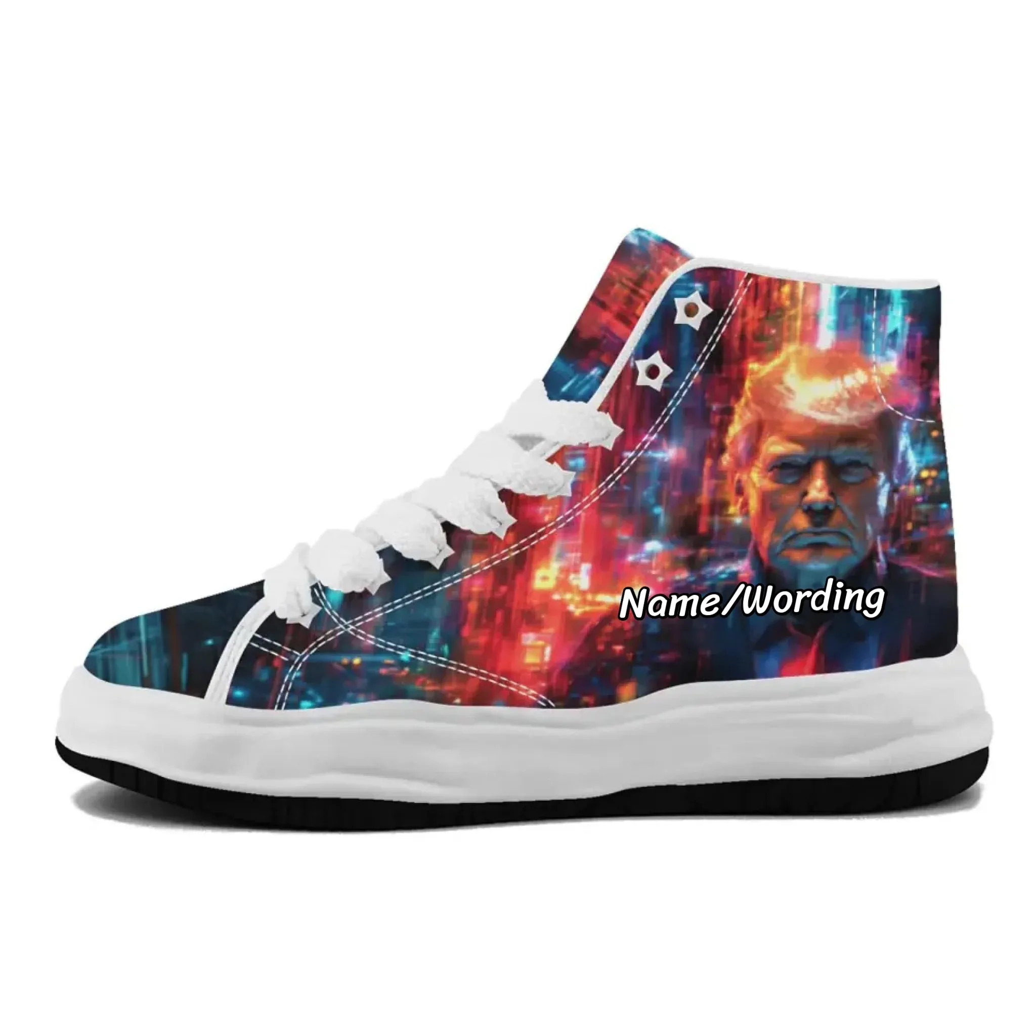 Personalized Trump Sneakers, Custom Patriotic Canvas  High Top Shoes, Bio-degradable Unisex Shoes
