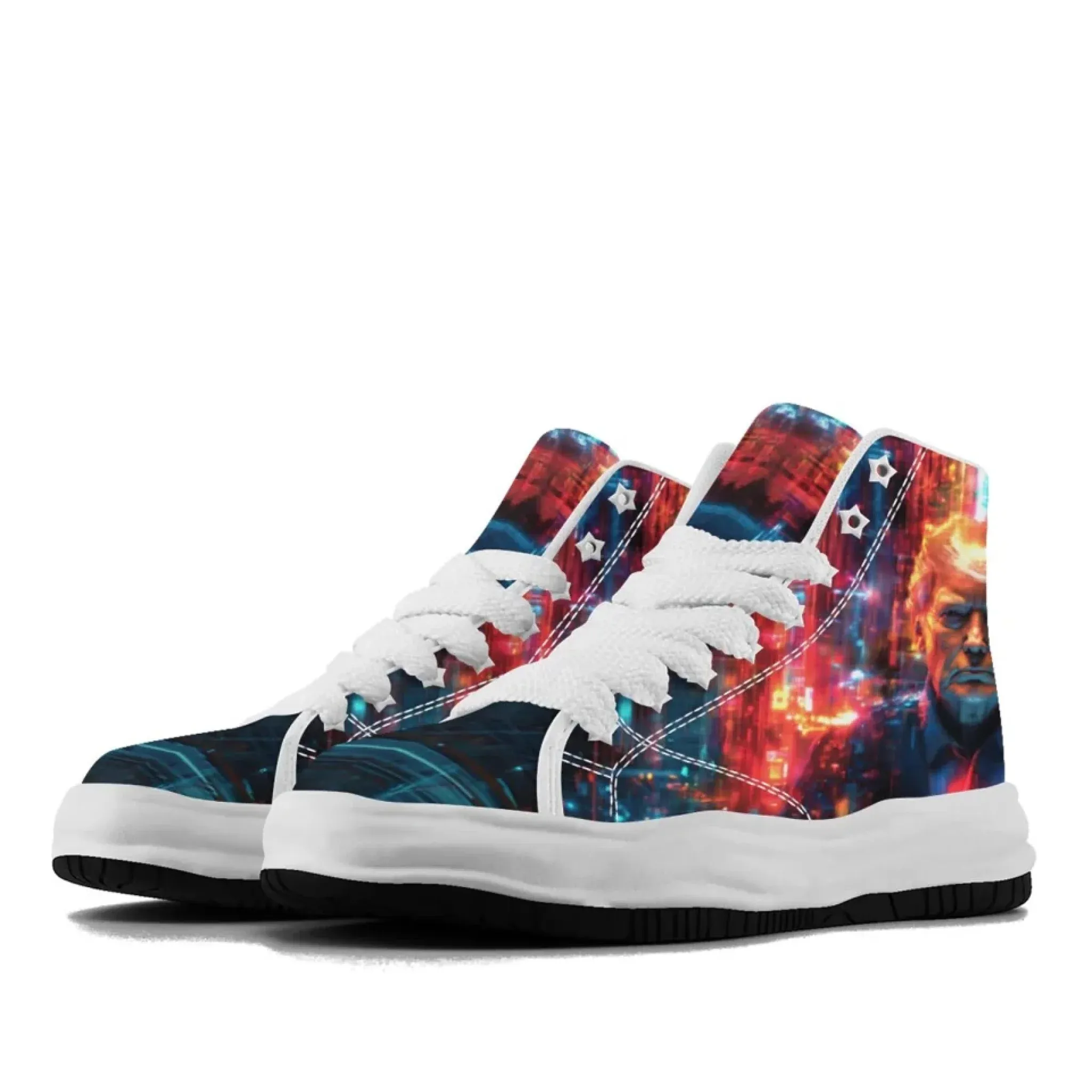 Personalized Trump Sneakers, Custom Patriotic Canvas  High Top Shoes, Bio-degradable Unisex Shoes