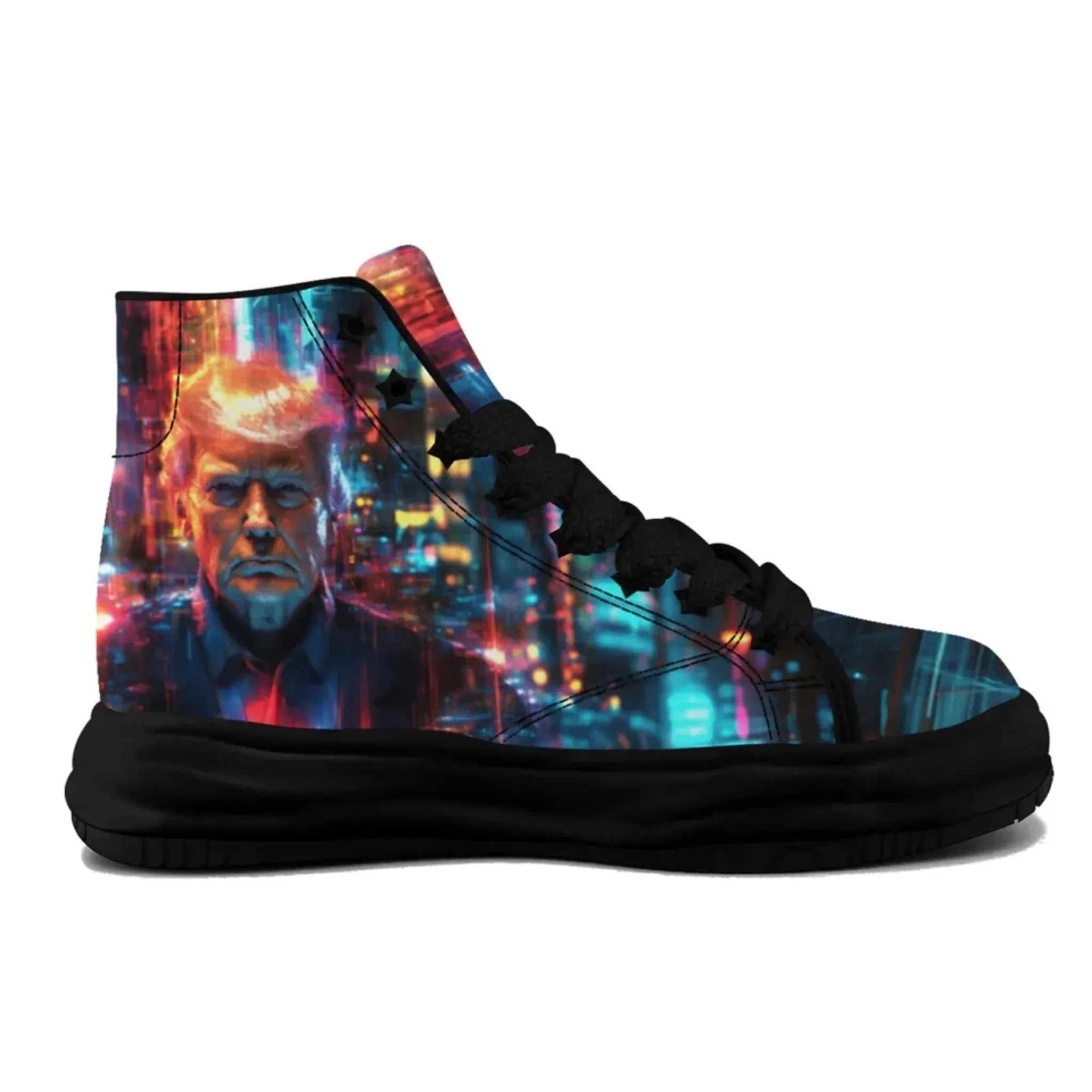 Personalized Trump Sneakers, Custom Patriotic Canvas  High Top Shoes, Bio-degradable Unisex Shoes
