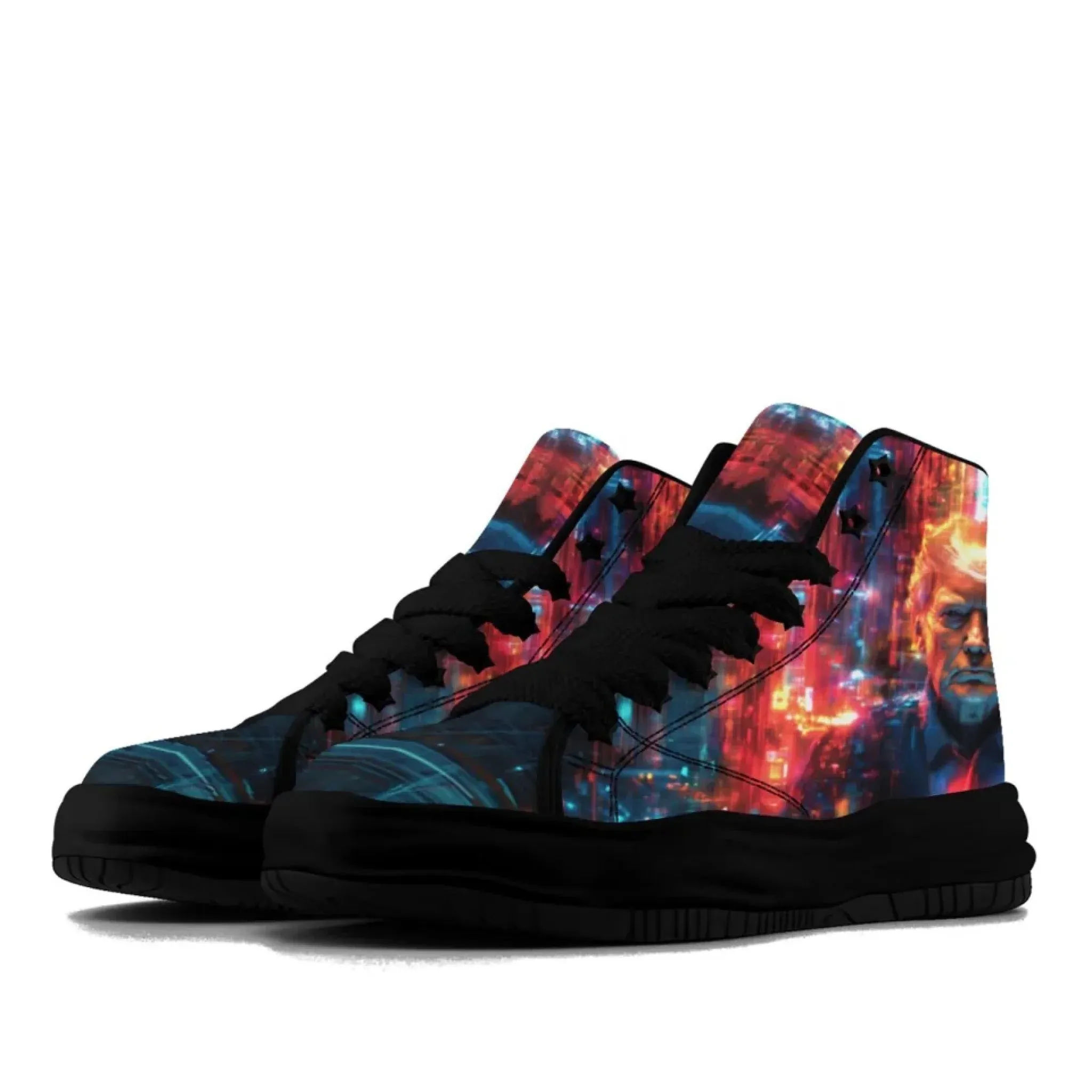 Personalized Trump Sneakers, Custom Patriotic Canvas  High Top Shoes, Bio-degradable Unisex Shoes