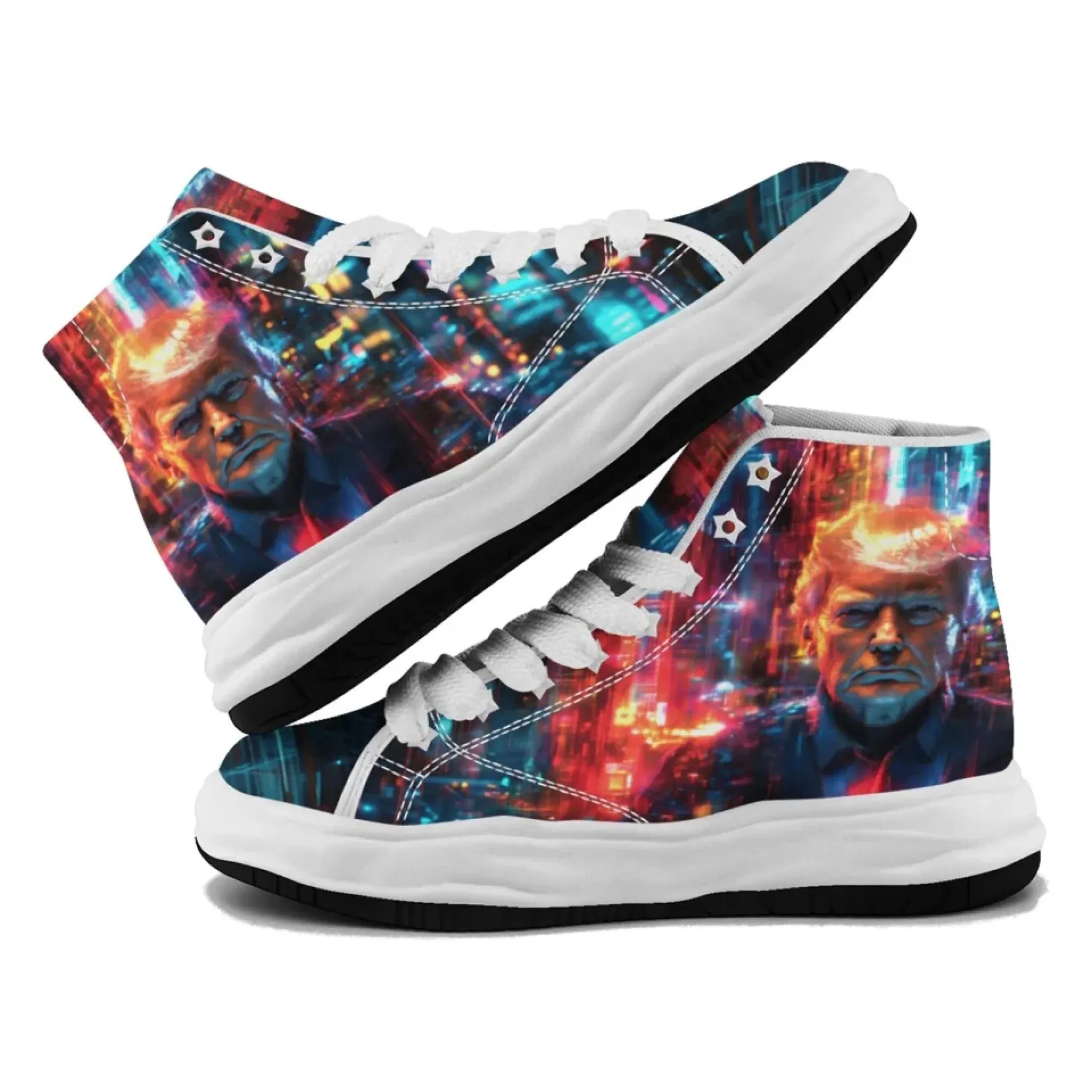 Personalized Trump Sneakers, Custom Patriotic Canvas  High Top Shoes, Bio-degradable Unisex Shoes