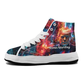 Personalized Trump Sneakers, Custom Patriotic Canvas  High Top Shoes, Bio-degradable Unisex Shoes