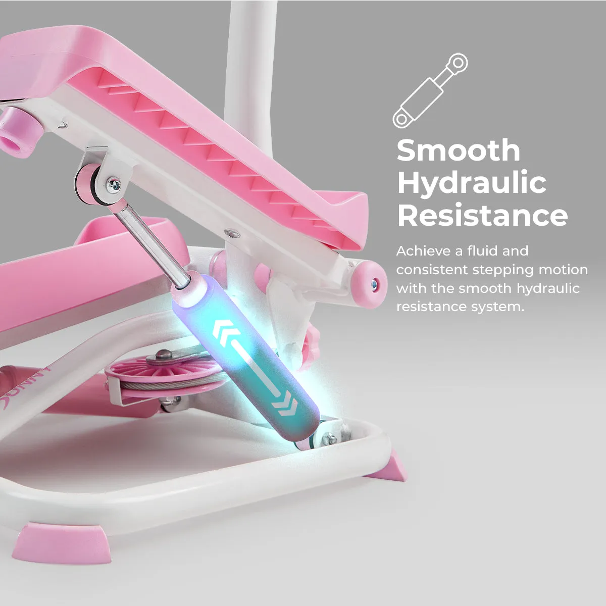 Pink Smart Advanced Stair Exercise Stepper with Handlebar and Resistance Bands