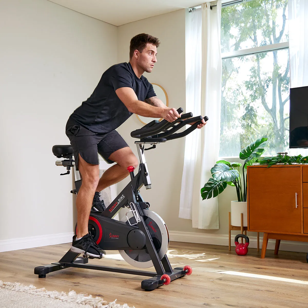 Premium Smart Magnetic Belt Drive Indoor Cycling Exercise Bike with 44LB Flywheel