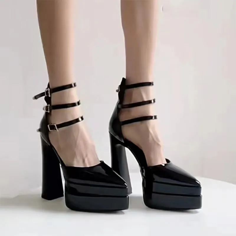 QEIVA Block Heel Platform Sandals