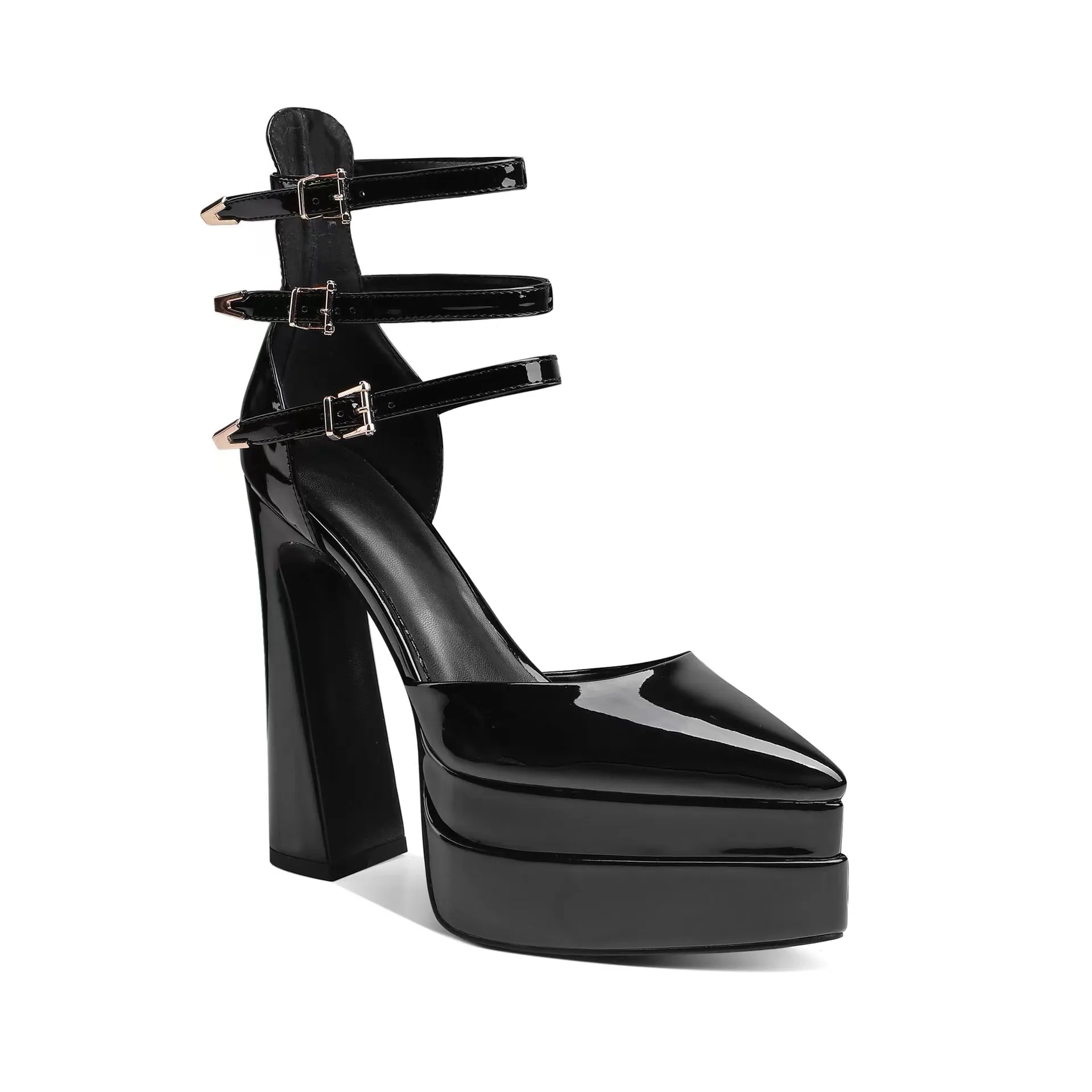 QEIVA Block Heel Platform Sandals