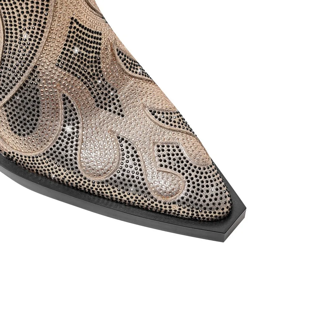 RAIKI Diamante Block Heel Ankle Boots