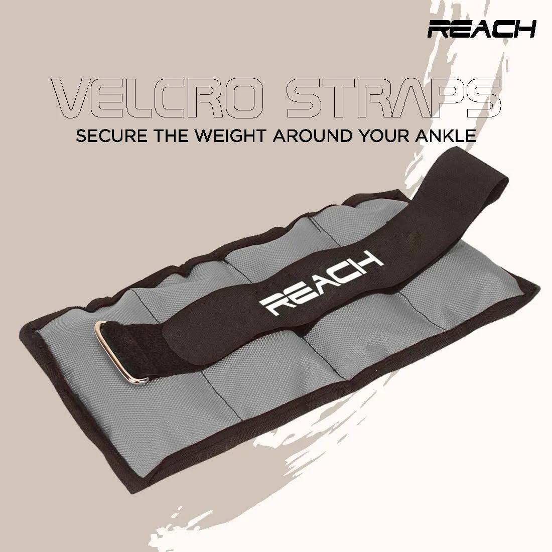 Reach Ankle & Wrist Weight Bands 2 Kg X 2 Grey | Weights For Arms & Legs | Adjustable Gym Weights For Fitness Walking Running Jogging Exercise Gym Workout | For Men & Women | 12 Months Warranty