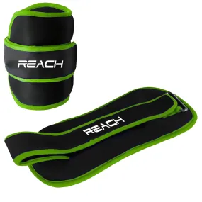 Reach Premium Ankle & Wrist Weight Bands 2 Kg X 2 Green | Weights For Arms & Legs | Adjustable Gym Weights For Fitness Walking Running Jogging Exercise | Men & Women | 12 Months Warranty