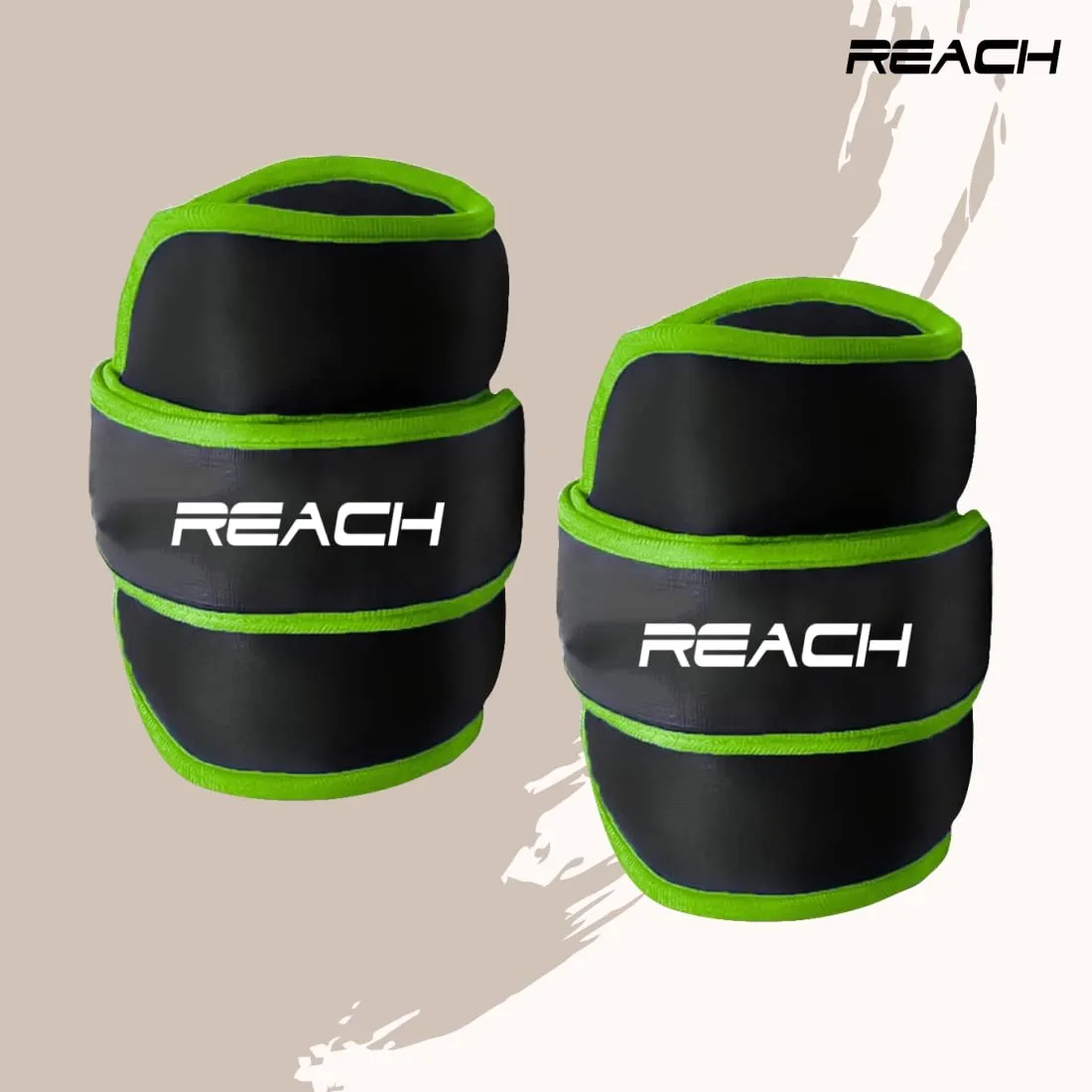 Reach Premium Ankle & Wrist Weight Bands 2 Kg X 2 Green | Weights For Arms & Legs | Adjustable Gym Weights For Fitness Walking Running Jogging Exercise | Men & Women | 12 Months Warranty